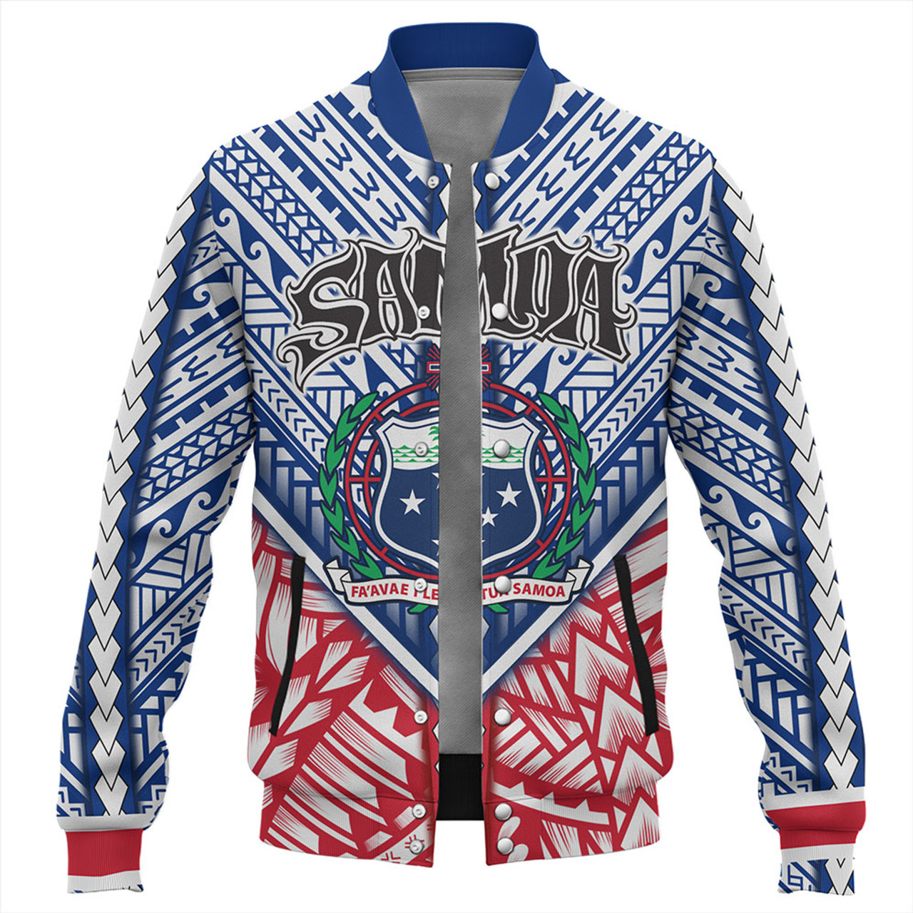 Samoa Baseball Jacket Map And Seal Samoan Patterns