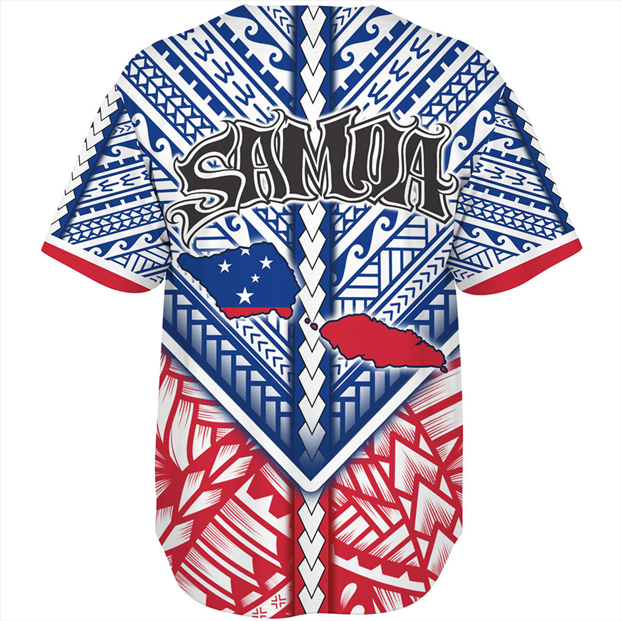 Samoa Baseball Shirt Map And Seal Samoan Patterns