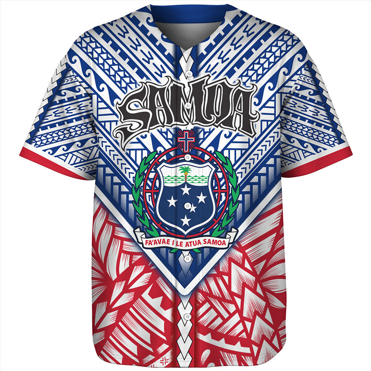 Samoa Baseball Shirt Map And Seal Samoan Patterns