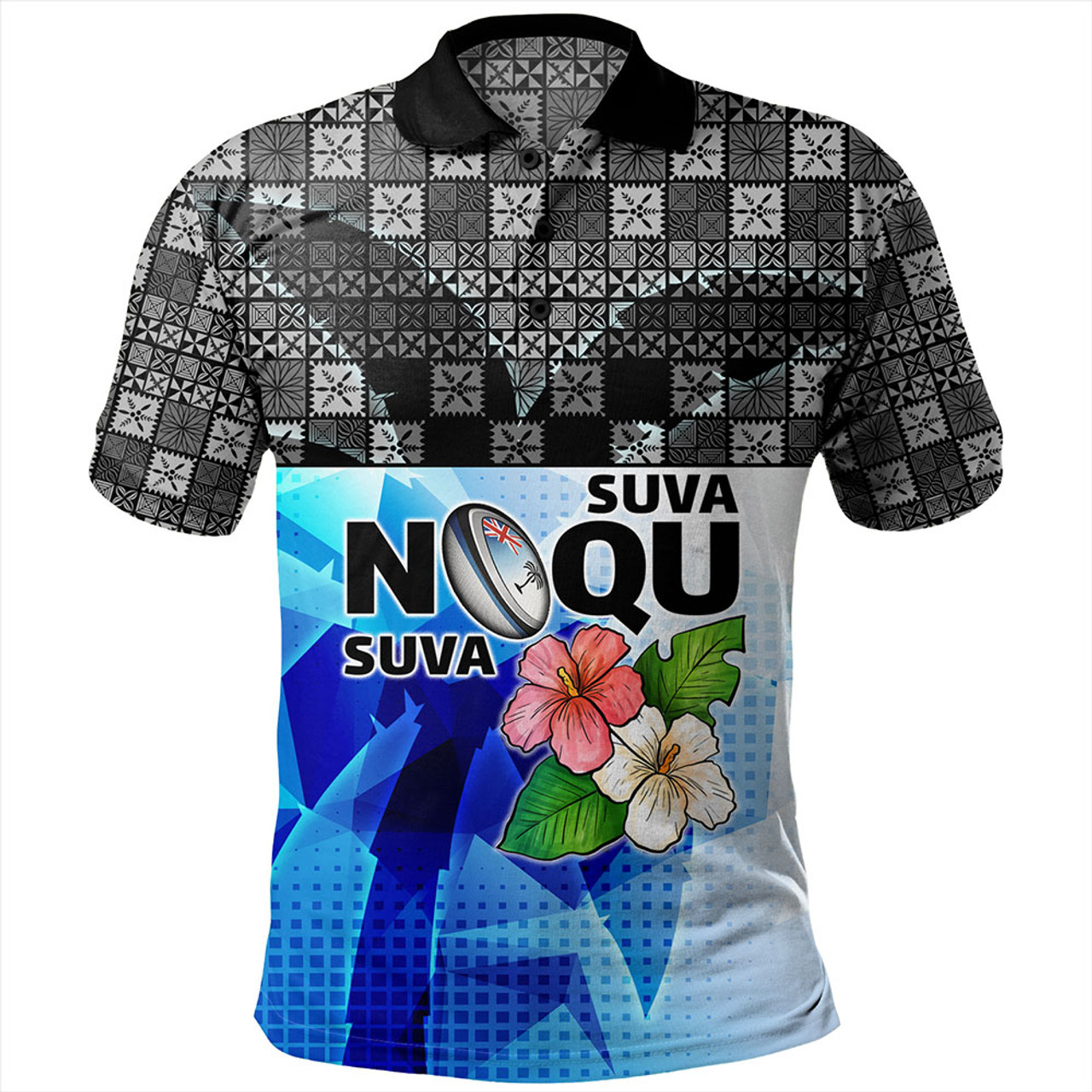 Fiji Polo Shirt Suva Noqu Suva Hibiscus Flowers Fijian Patterns