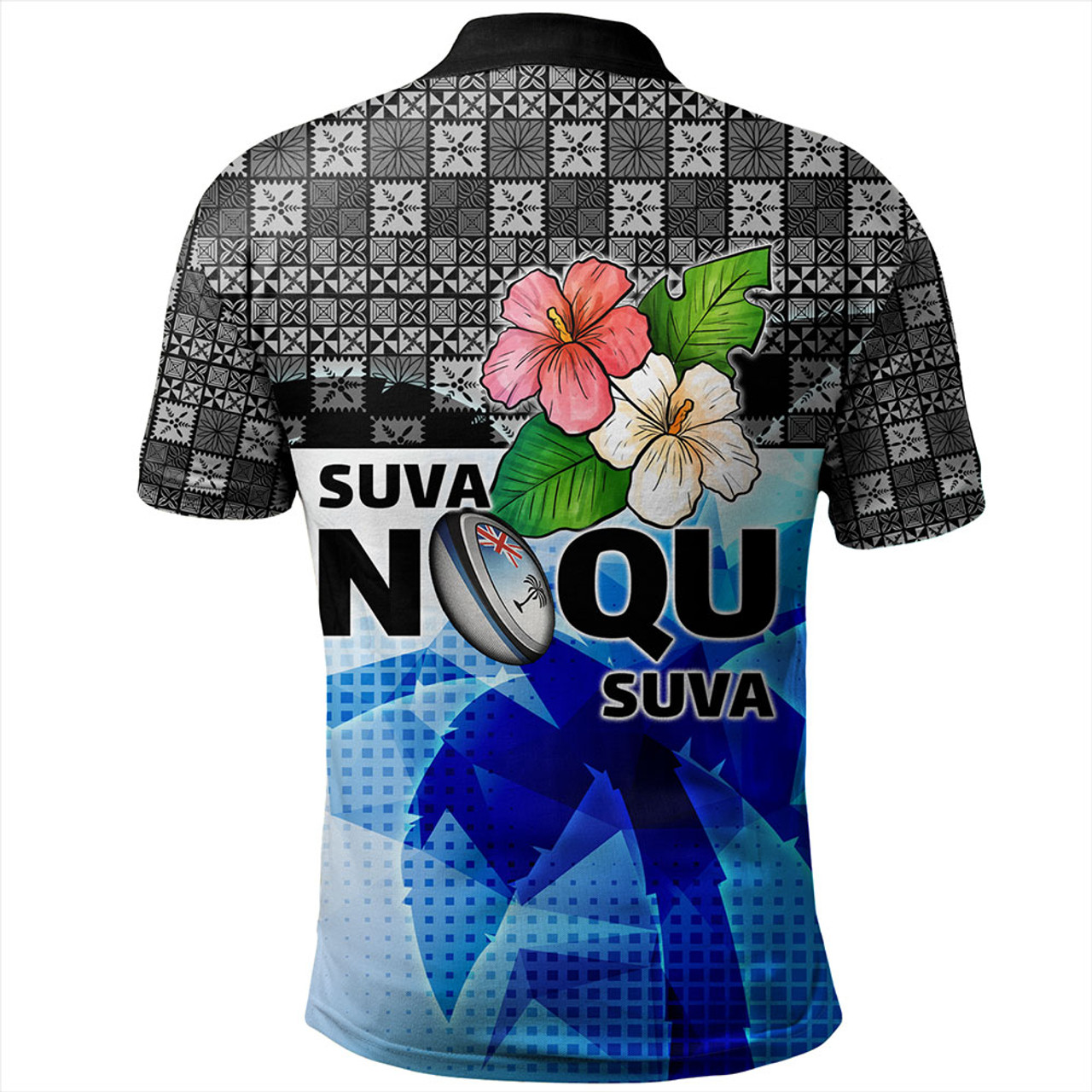 Fiji Polo Shirt Suva Noqu Suva Hibiscus Flowers Fijian Patterns