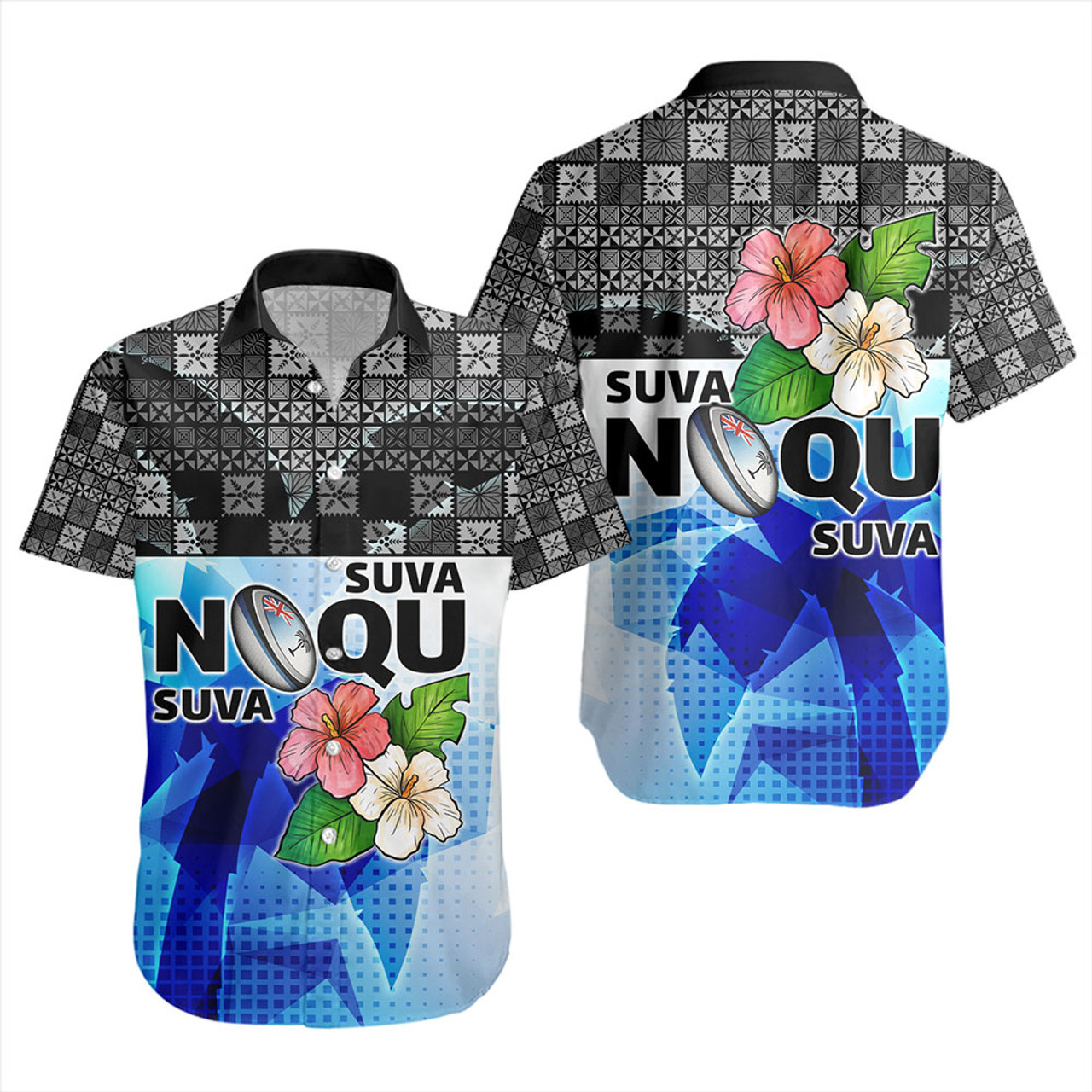 Fiji Short Sleeve Shirt Suva Noqu Suva Hibiscus Flowers Fijian Patterns