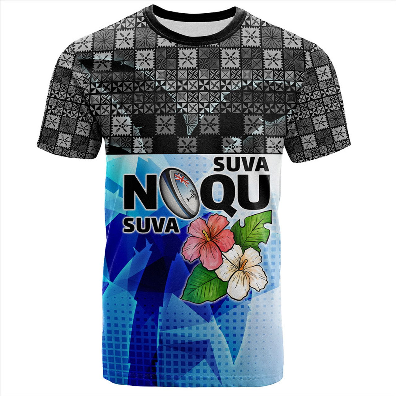 Fiji T-Shirt Suva Noqu Suva Hibiscus Flowers Fijian Patterns