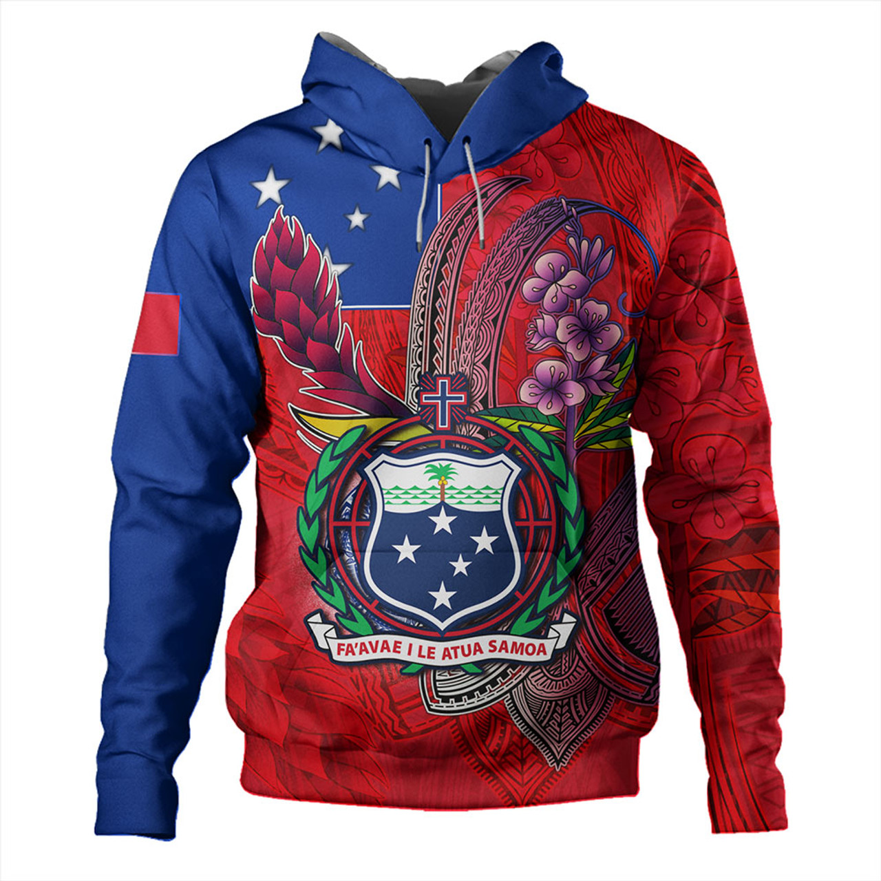 Samoa Hoodie Samoa Flag With Seal Teuilia Flowers Tradition Patterns