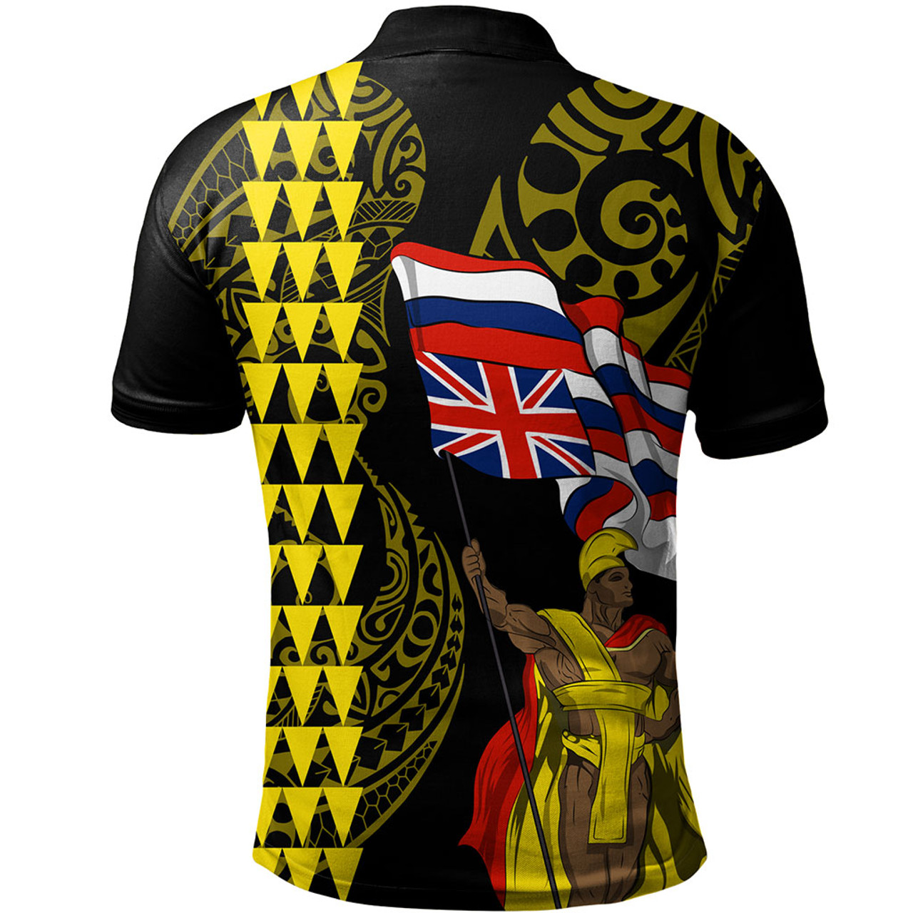Hawaii Polo Shirt Kanaka King Flag Kakau Style
