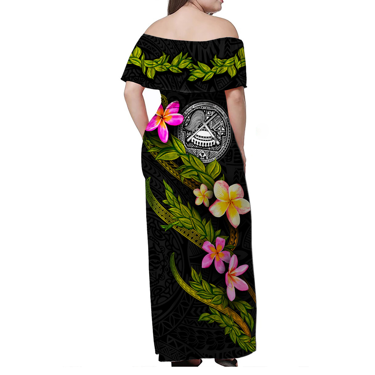 American Samoa Women Off Shoulder Long Dress - Plumeria Tribal