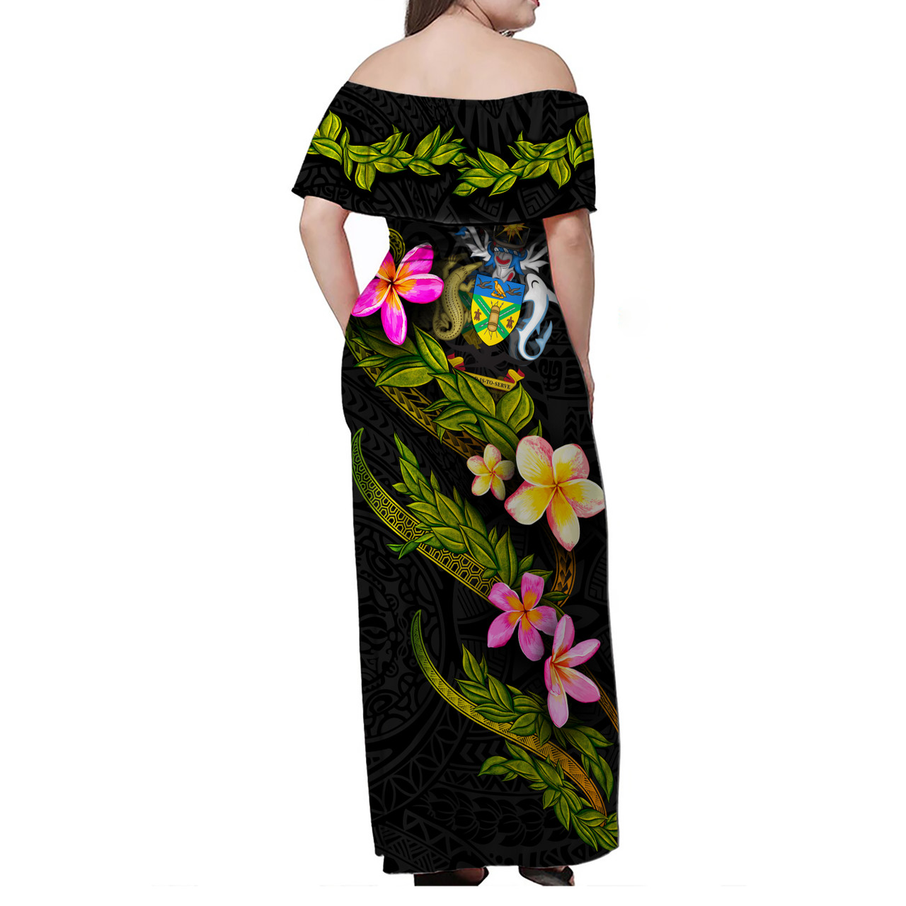 Solomon Islands Women Off Shoulder Long Dress - Plumeria Tribal