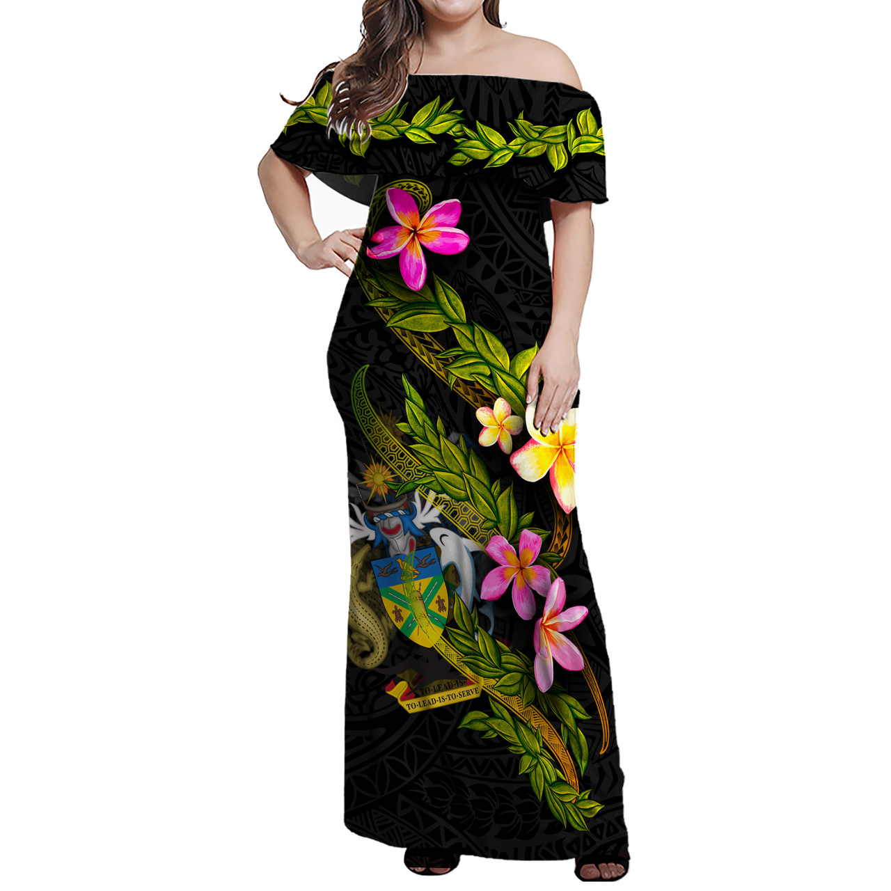 Solomon Islands Women Off Shoulder Long Dress - Plumeria Tribal