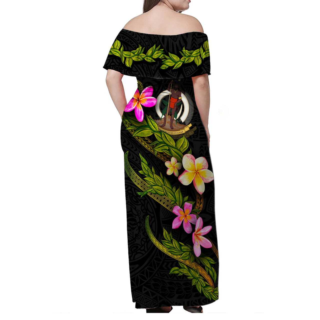 Vanuatu Women Off Shoulder Long Dress - Plumeria Tribal