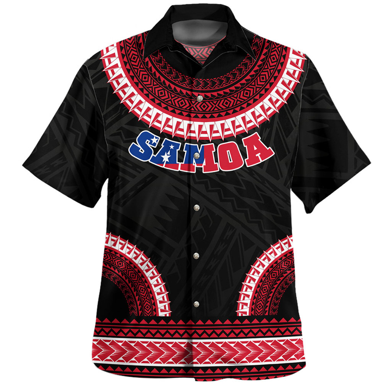 Samoa Hawaiian Shirt Tribal Pattern Flag Coat Of Arms Circle