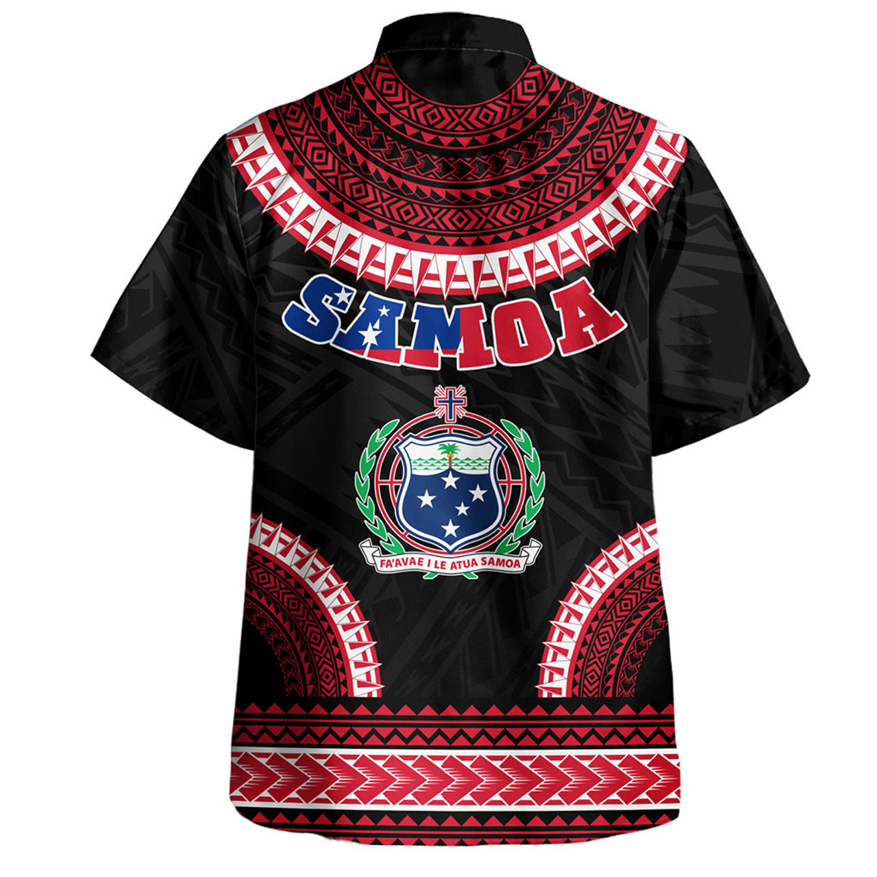 Samoa Hawaiian Shirt Tribal Pattern Flag Coat Of Arms Circle