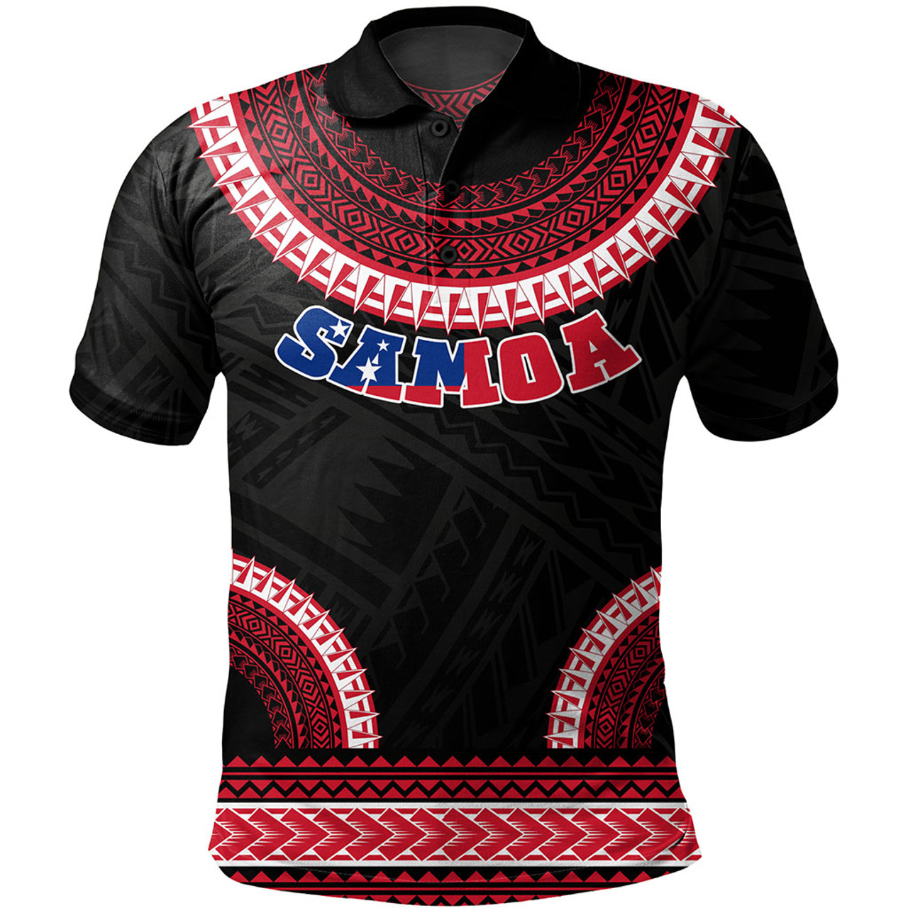 Samoa Polo Shirt Tribal Pattern Flag Coat Of Arms Circle