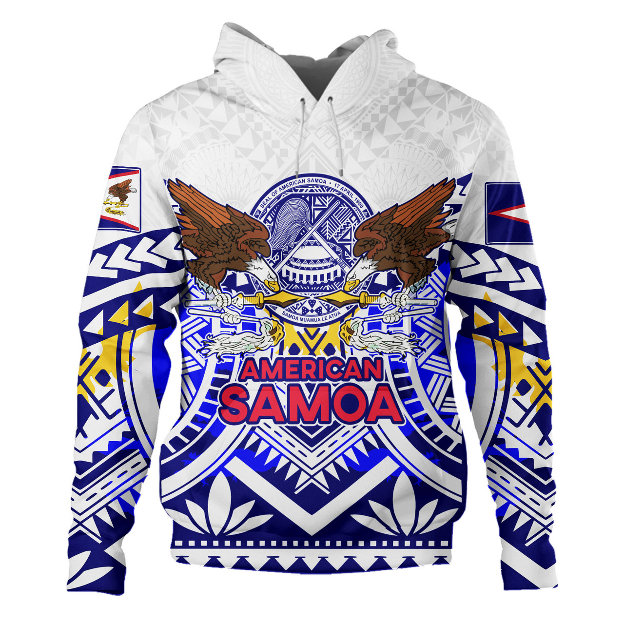 American Samoa Hoodie Custom American Samoa Seal And Eagle Polynesian Tattoo