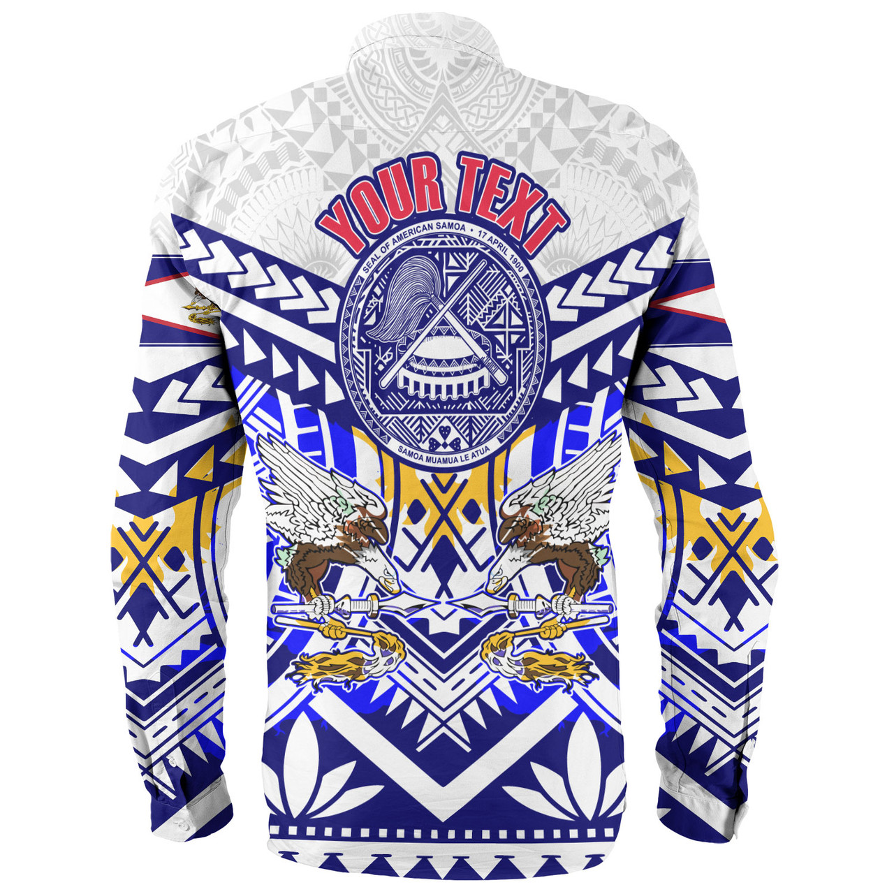 American Samoa Long Sleeve Shirt Custom American Samoa Seal And Eagle Polynesian Tattoo