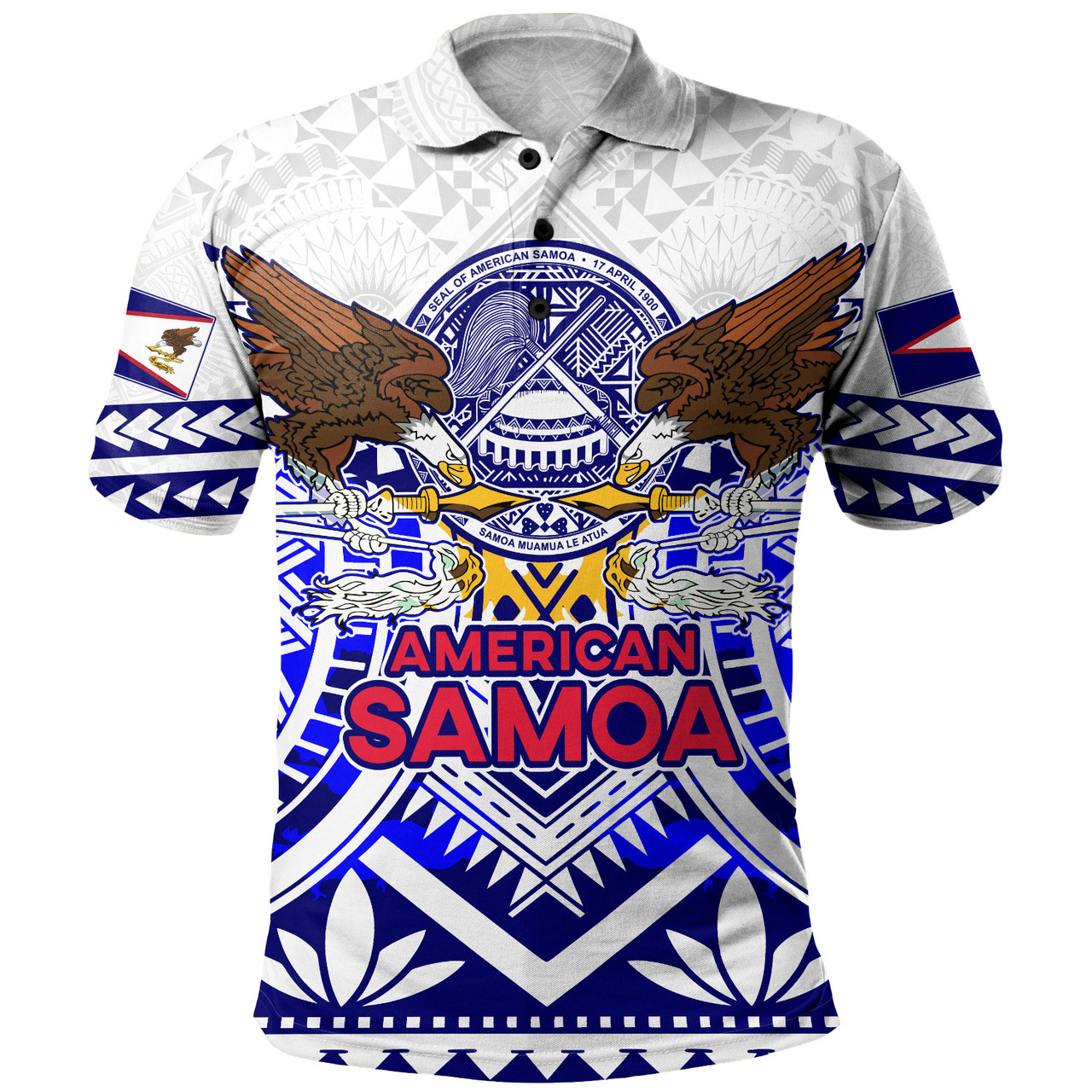 American Samoa Polo Shirt Custom American Samoa Seal And Eagle Polynesian Tattoo