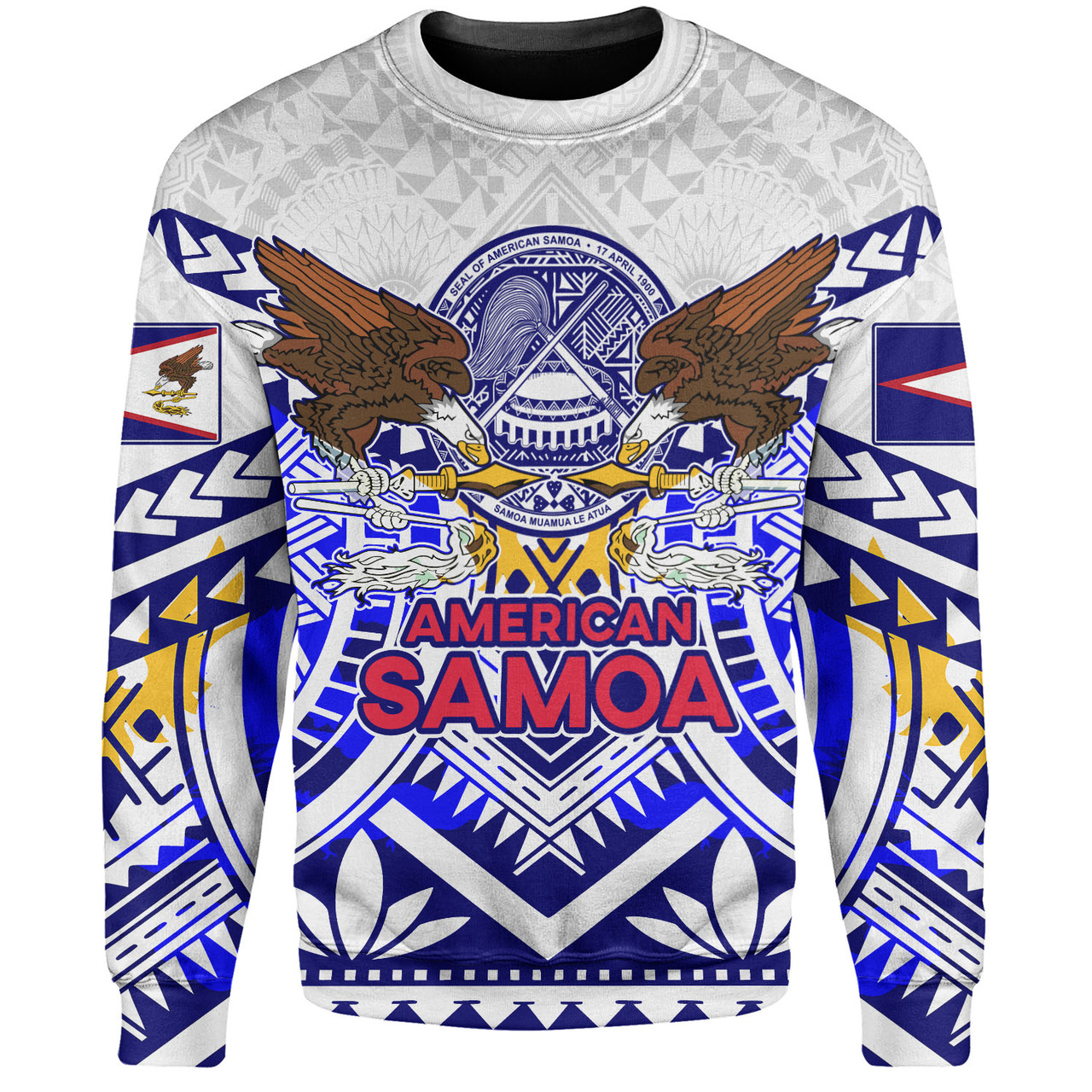 American Samoa Sweatshirt Custom American Samoa Seal And Eagle Polynesian Tattoo