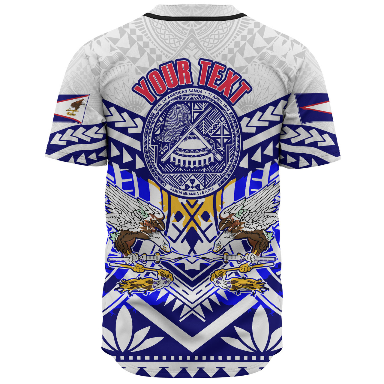 American Samoa Baseball Shirt Custom American Samoa Seal And Eagle Polynesian Tattoo