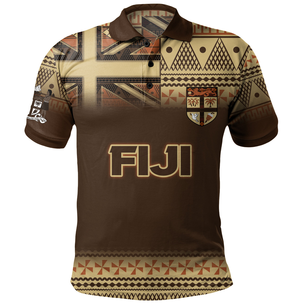 Fiji Polo Shirt Flag Color With Traditional Patterns Ver 2