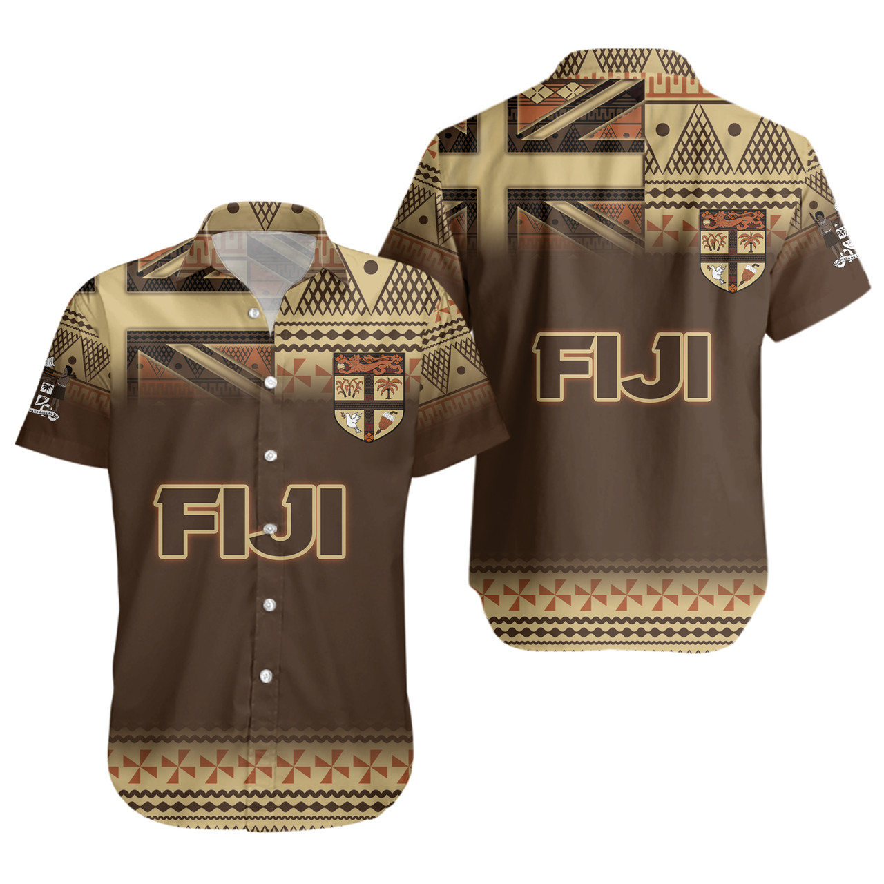 Fiji Short Sleeve Shirt Flag Color With Traditional Patterns Ver 2
