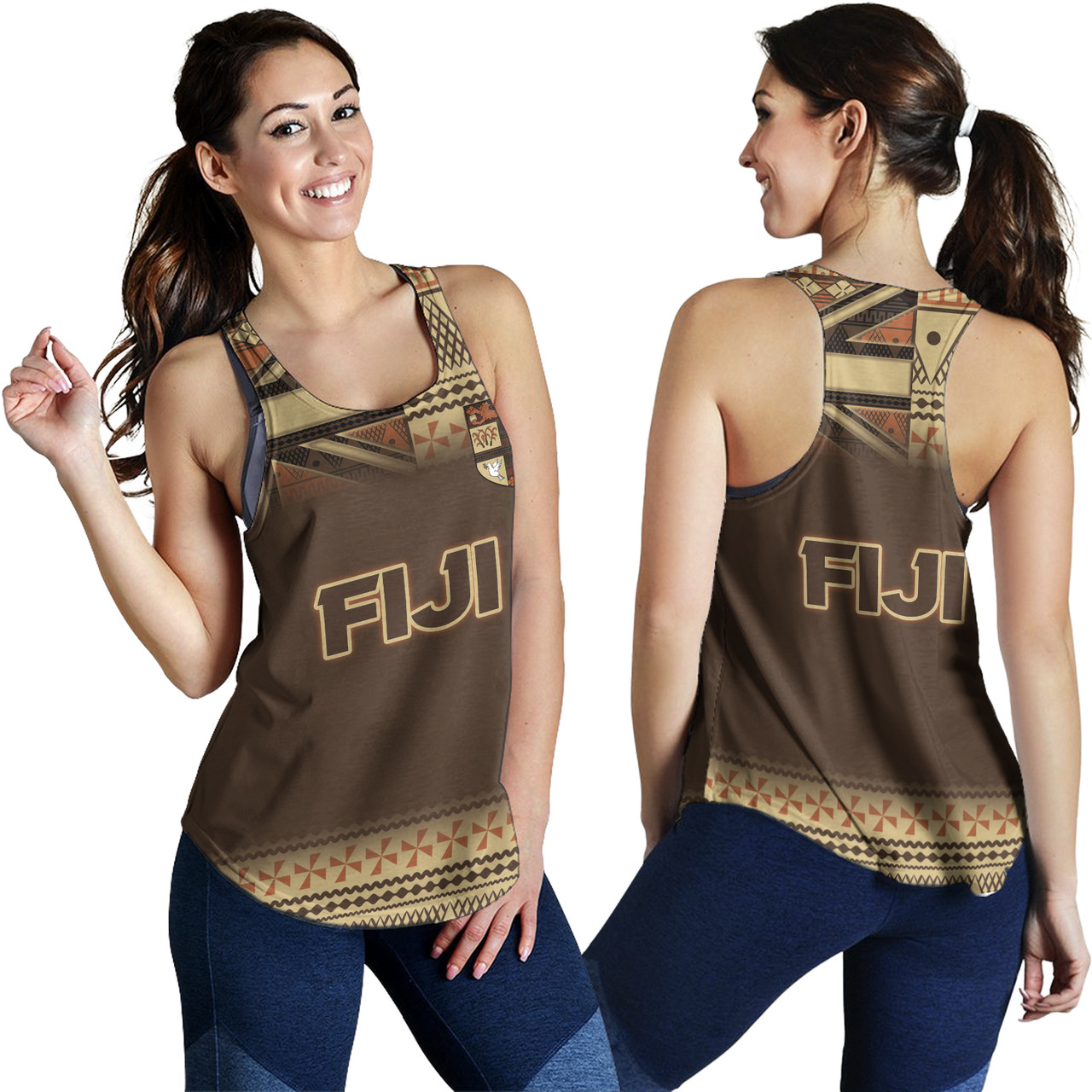 Fiji Women Tank Flag Color With Traditional Patterns Ver 2
