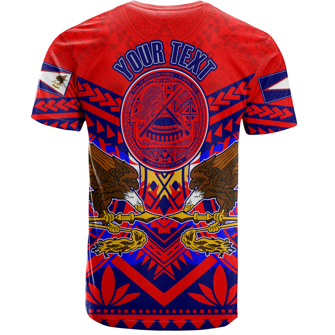 American Samoa T-Shirt Custom American Samoa Seal And Eagle Polynesian Tattoo Red