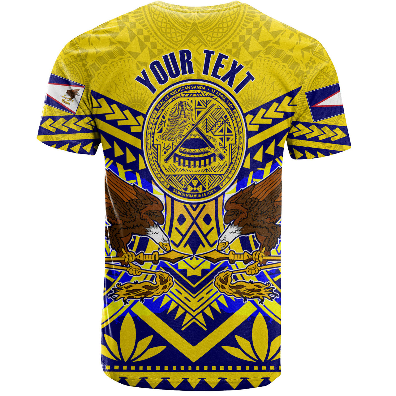 American Samoa T-Shirt Custom American Samoa Seal And Eagle Polynesian Tattoo Yellow