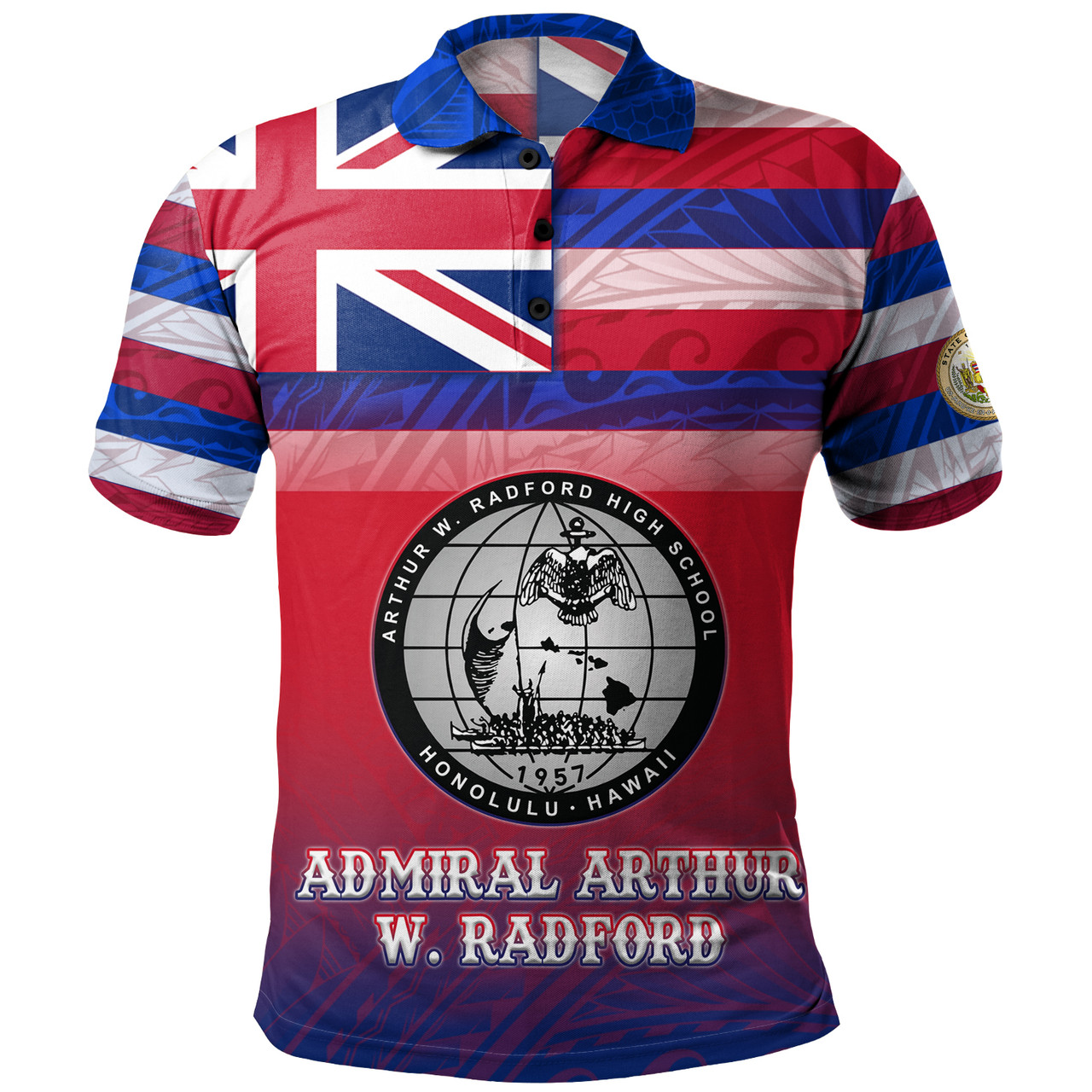 Hawaii Admiral Arthur W. Radford High School Polo Shirt Flag Color With Traditional Patterns