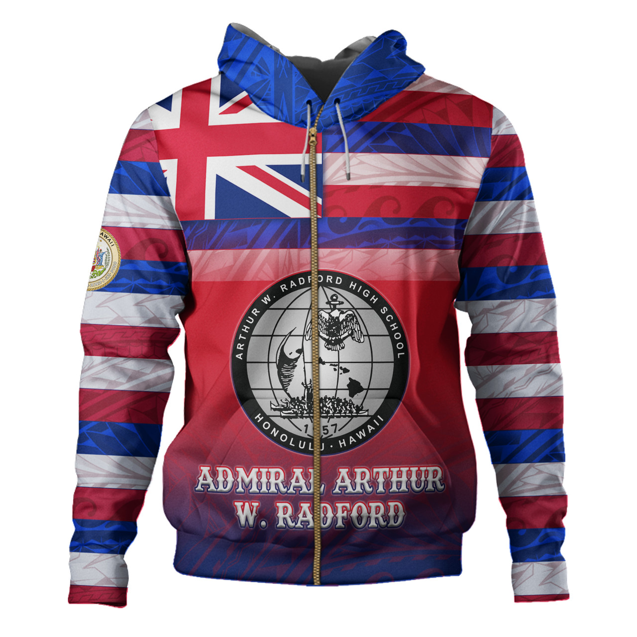 Hawaii Admiral Arthur W. Radford High School Hoodie Flag Color With Traditional Patterns