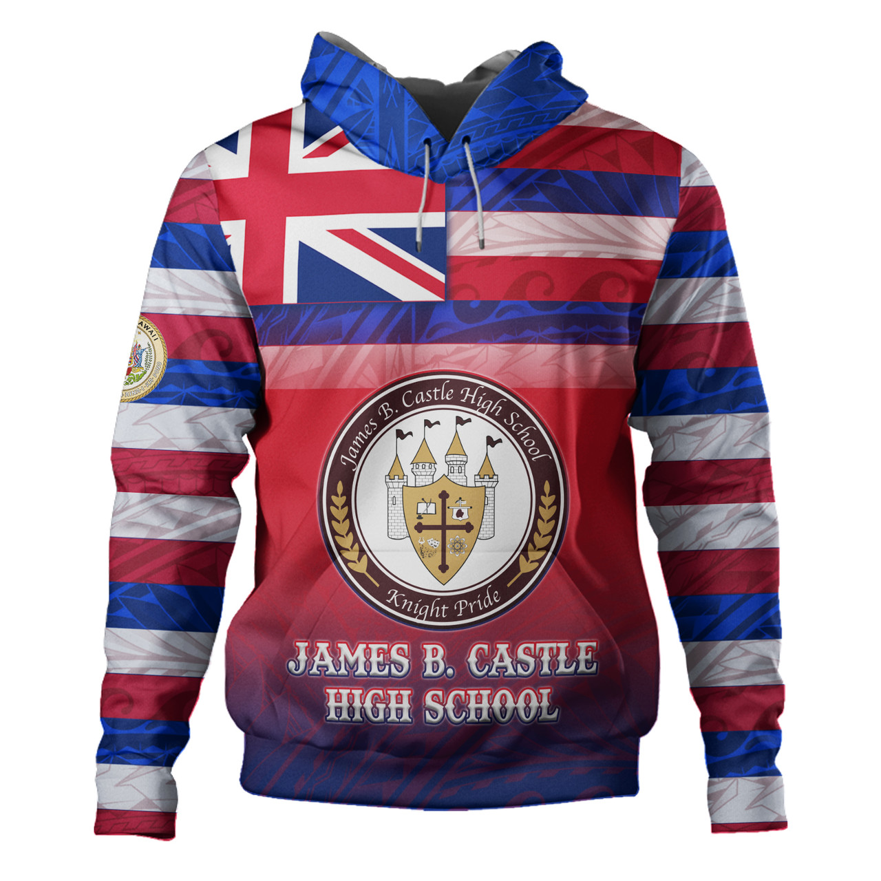 Hawaii James B. Castle High School Hoodie Flag Color With Traditional Patterns