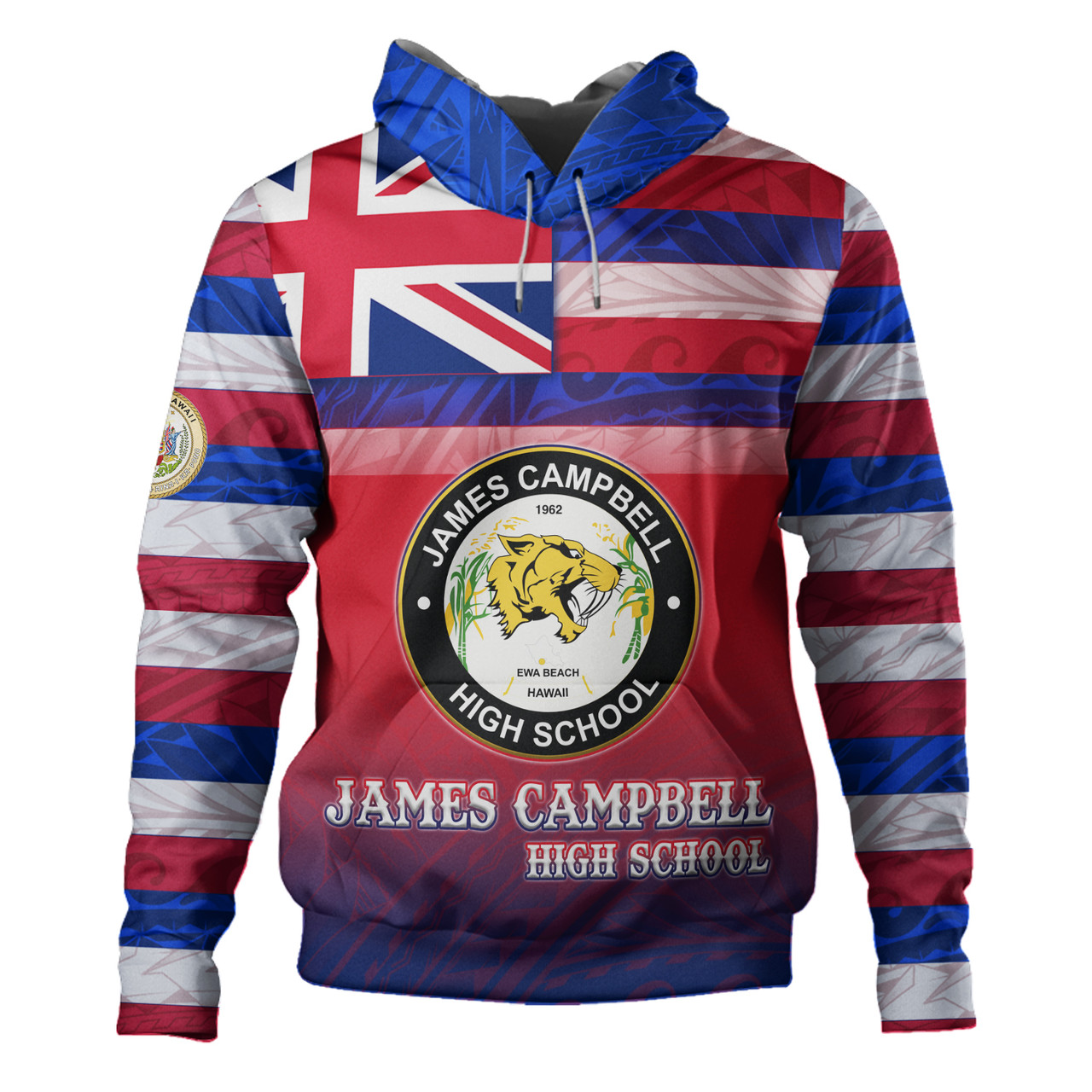 Hawaii James Campbell High School Hoodie Flag Color With Traditional Patterns