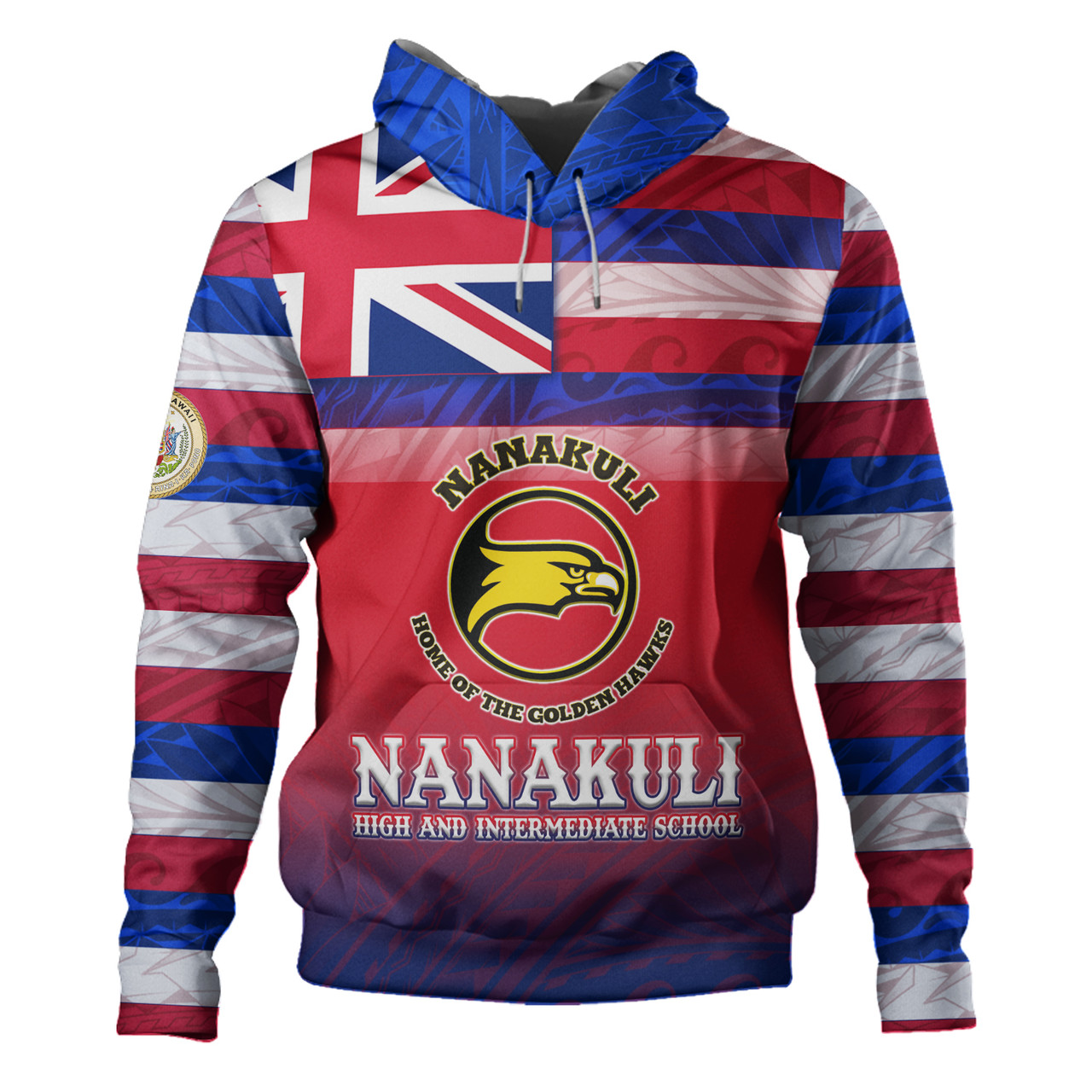 Hawaii Nanakuli High and Intermediate School Hoodie Flag Color With Traditional Patterns