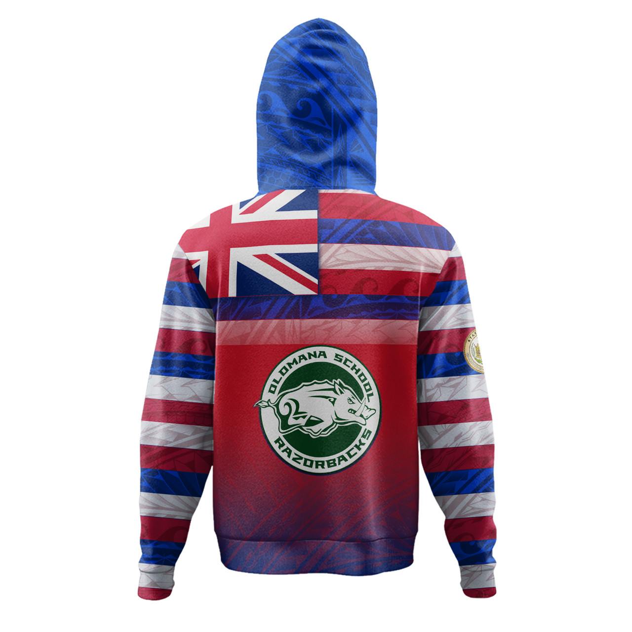 Hawaii Olomana High School Hoodie Flag Color With Traditional Patterns