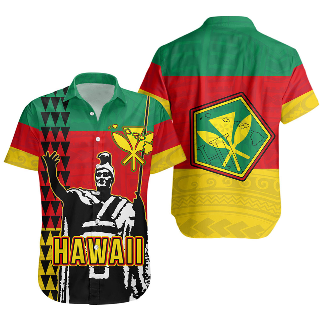 Hawaii Short Sleeve Shirt Custom Kanaka King Flag