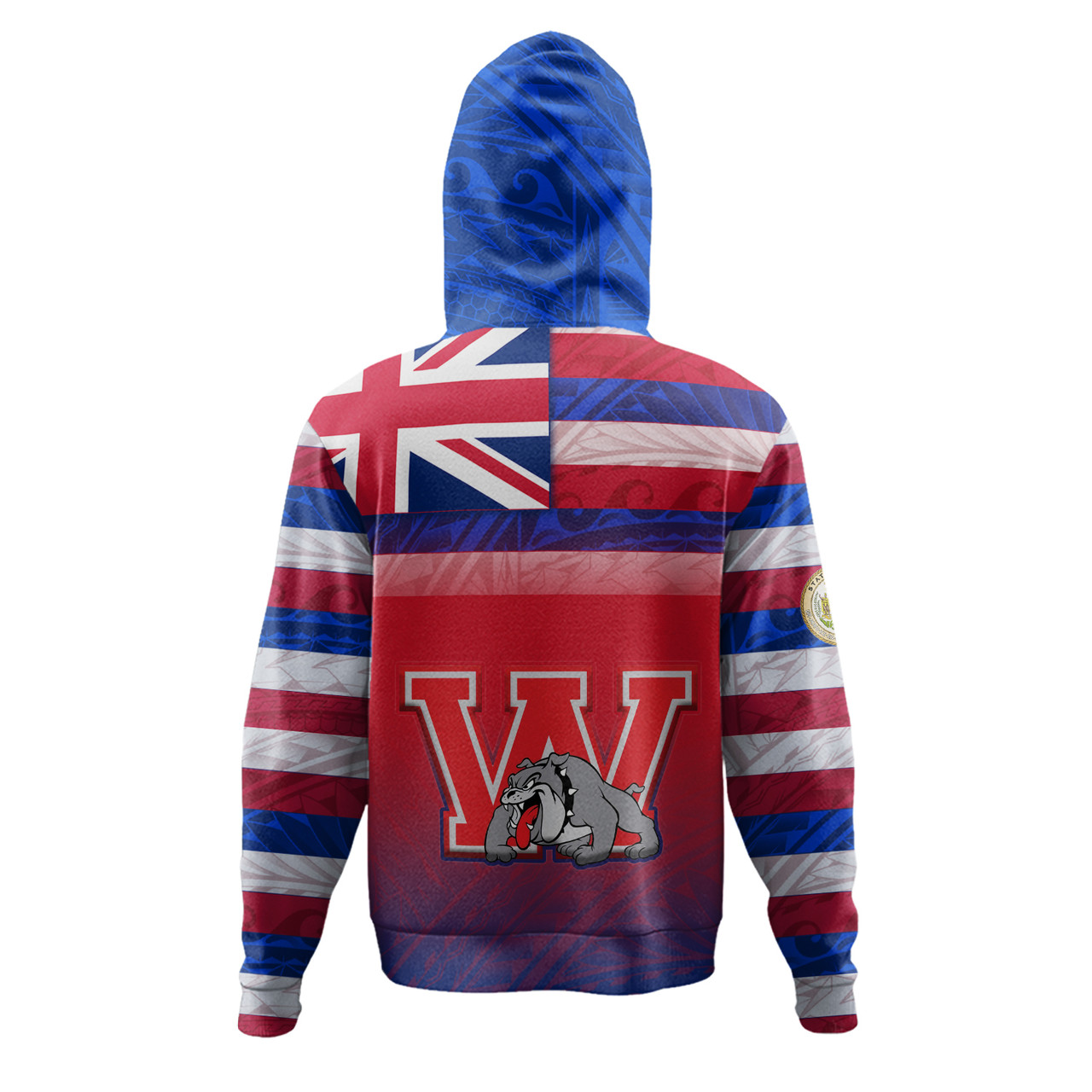 Hawaii Waialua High and Intermediate School Hoodie Flag Color With Traditional Patterns