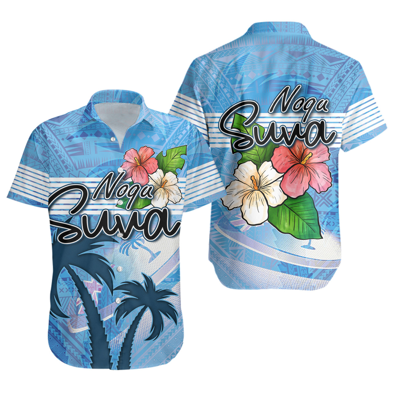 Fiji Short Sleeve Shirt Noqu Suva Palm Tree Traditional Patterns