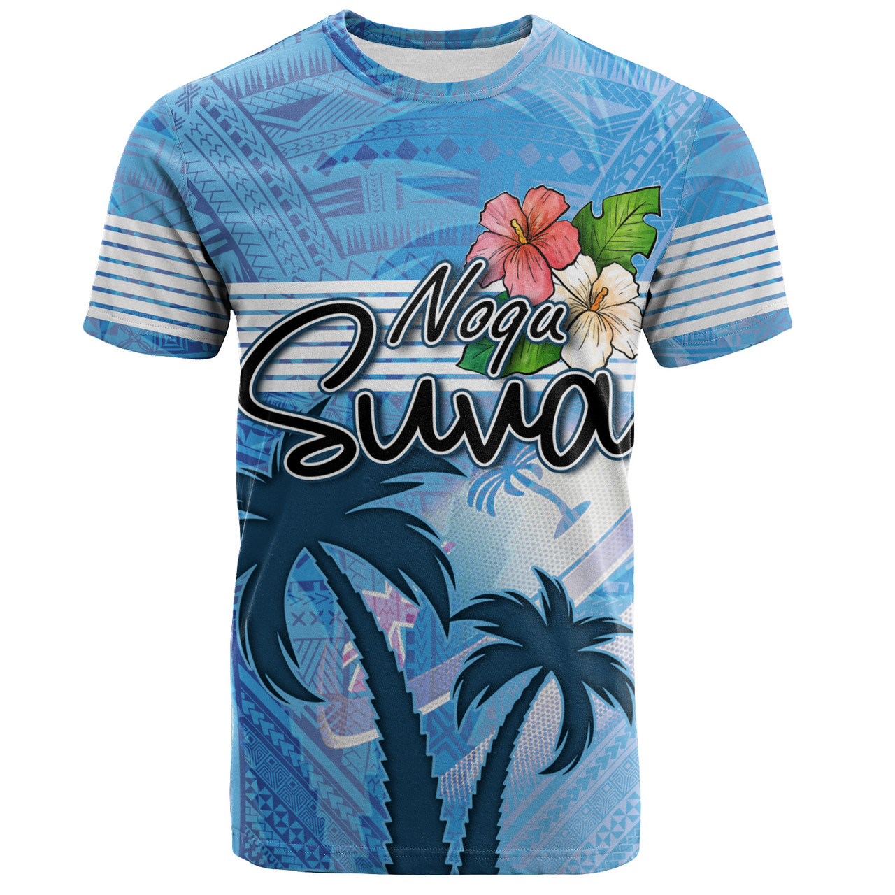 Fiji T-Shirt Noqu Suva Palm Tree Traditional Patterns