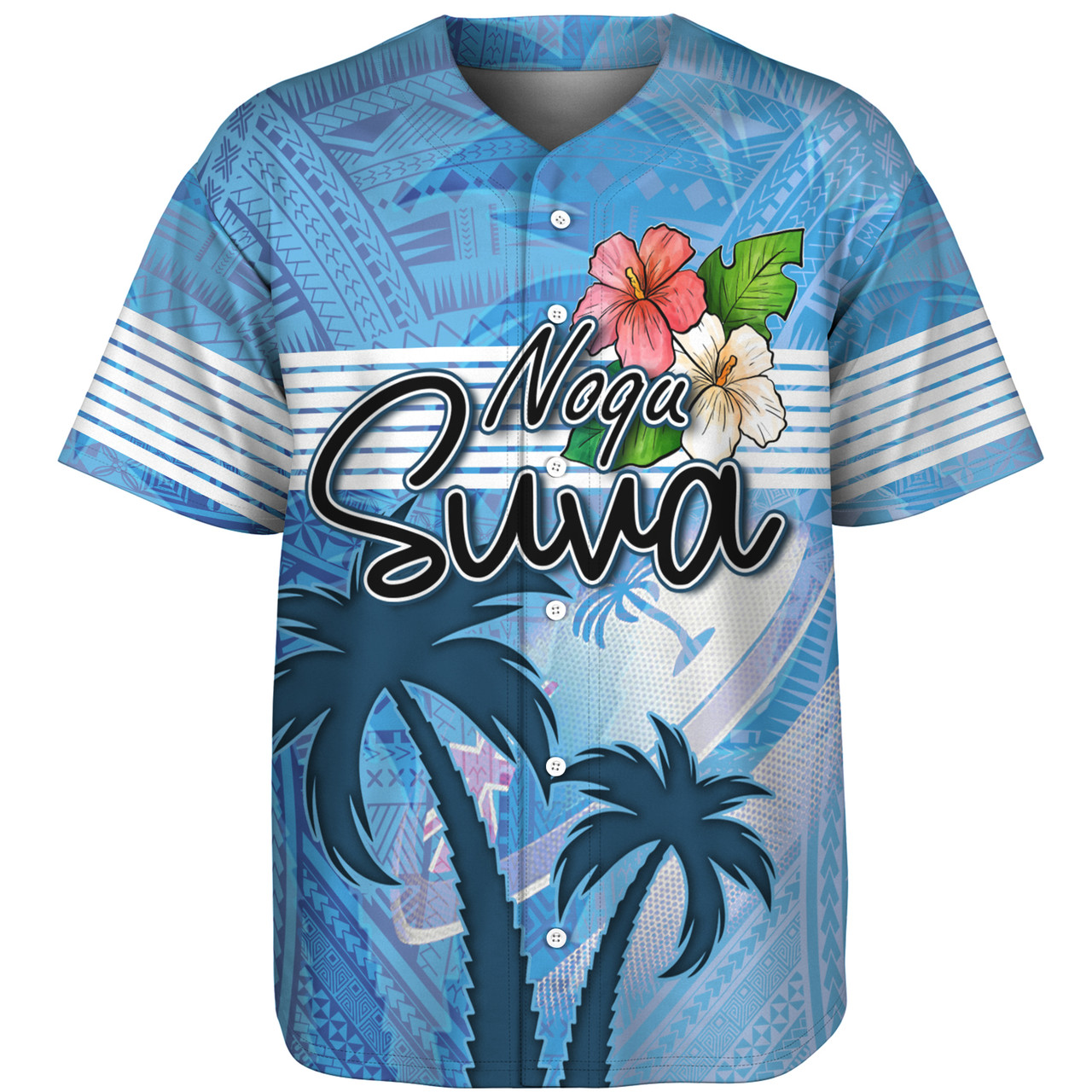 Fiji Baseball Shirt Noqu Suva Palm Tree Traditional Patterns