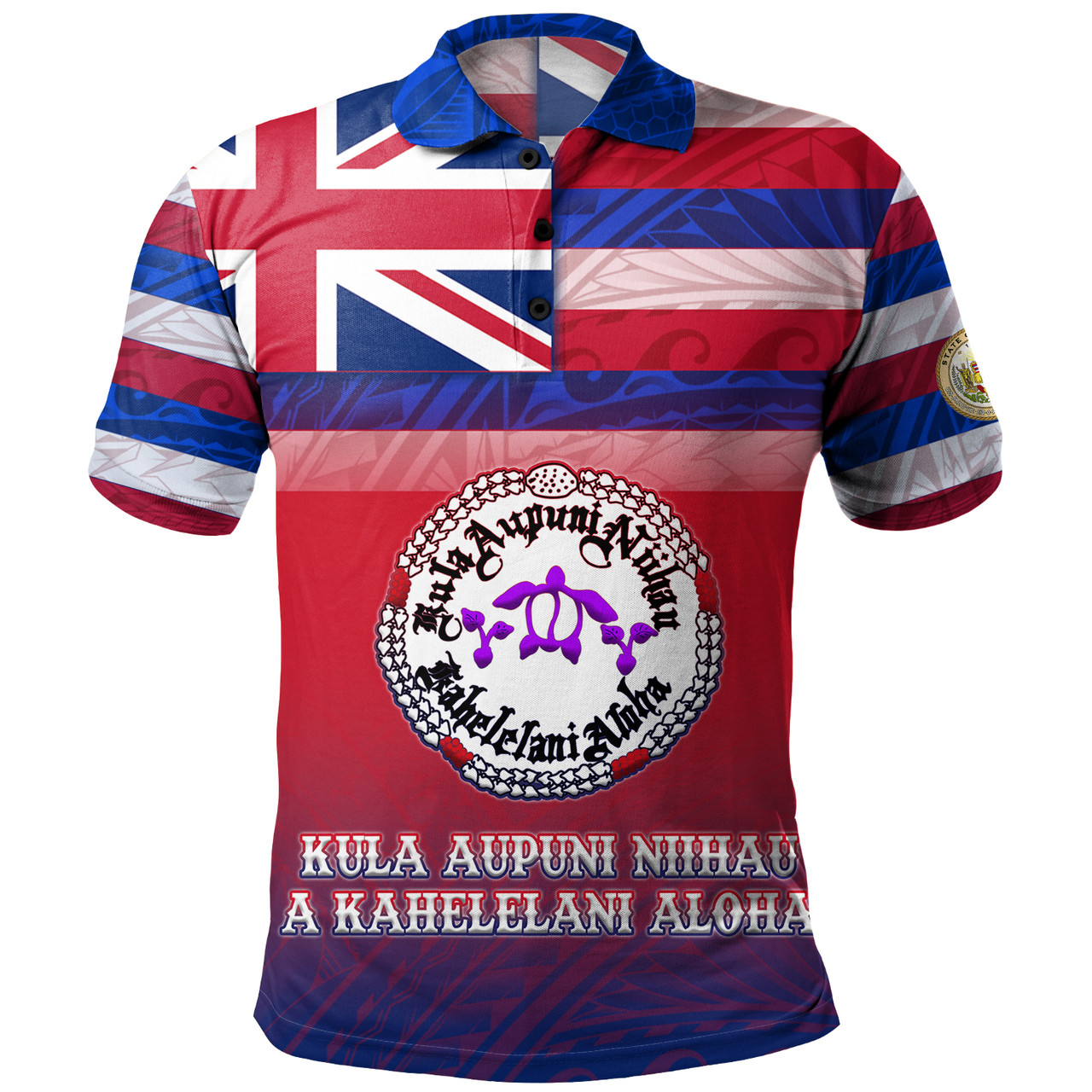 Hawaii Kula Aupuni Niihau A Kahelelani Aloha High School Polo Shirt Flag Color With Traditional Patterns