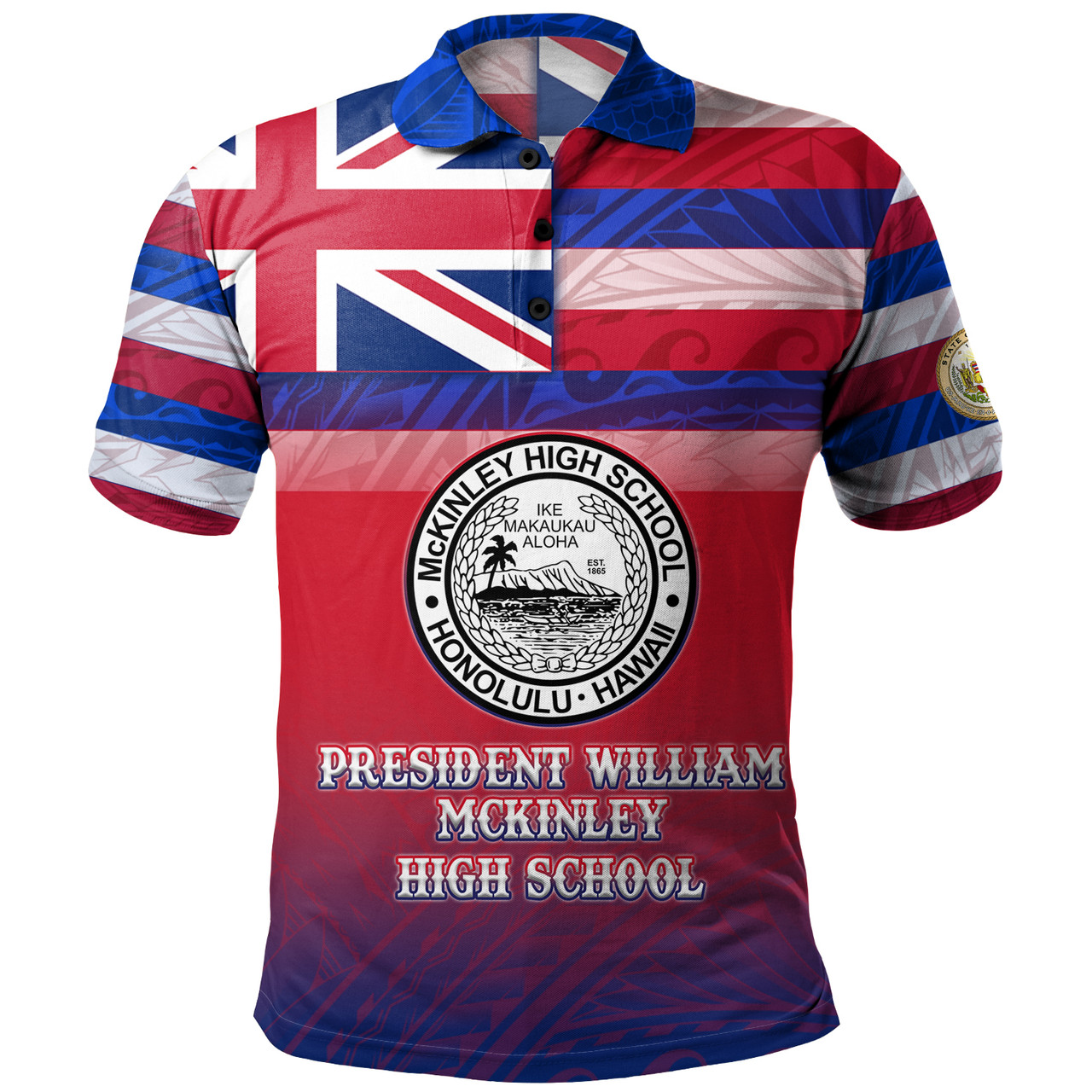 Hawaii President William McKinley High School Polo Shirt Flag Color With Traditional Patterns