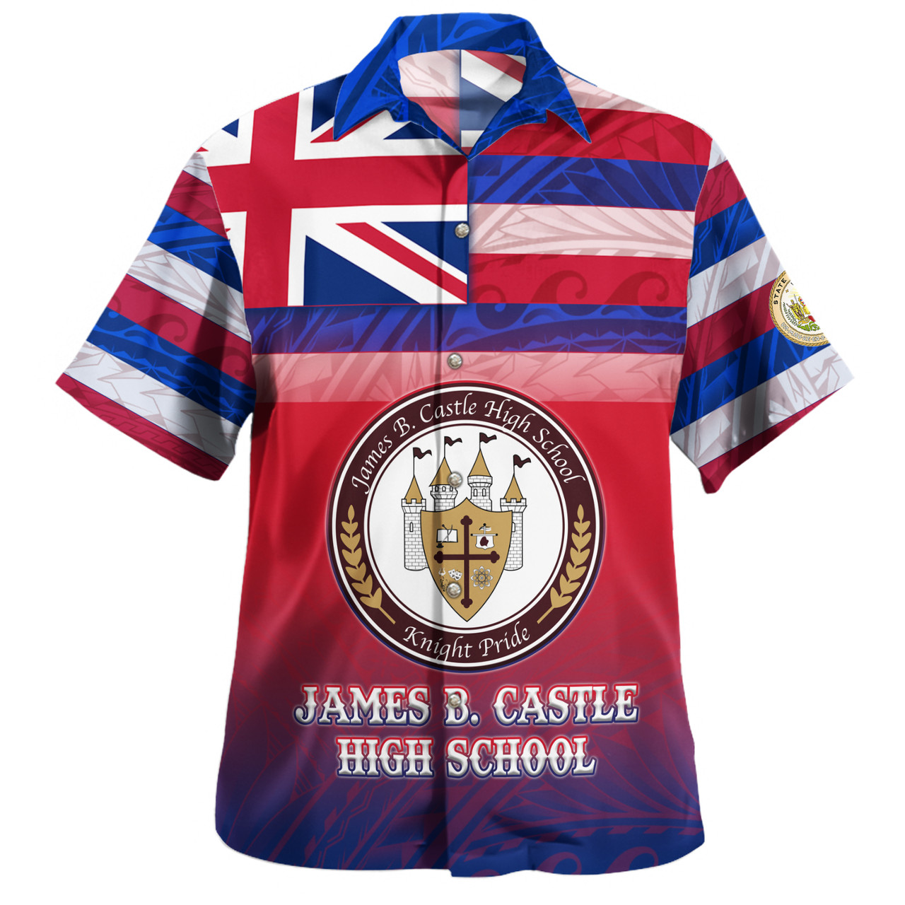 Hawaii James B. Castle High School Hawaii Shirt Flag Color With Traditional Patterns
