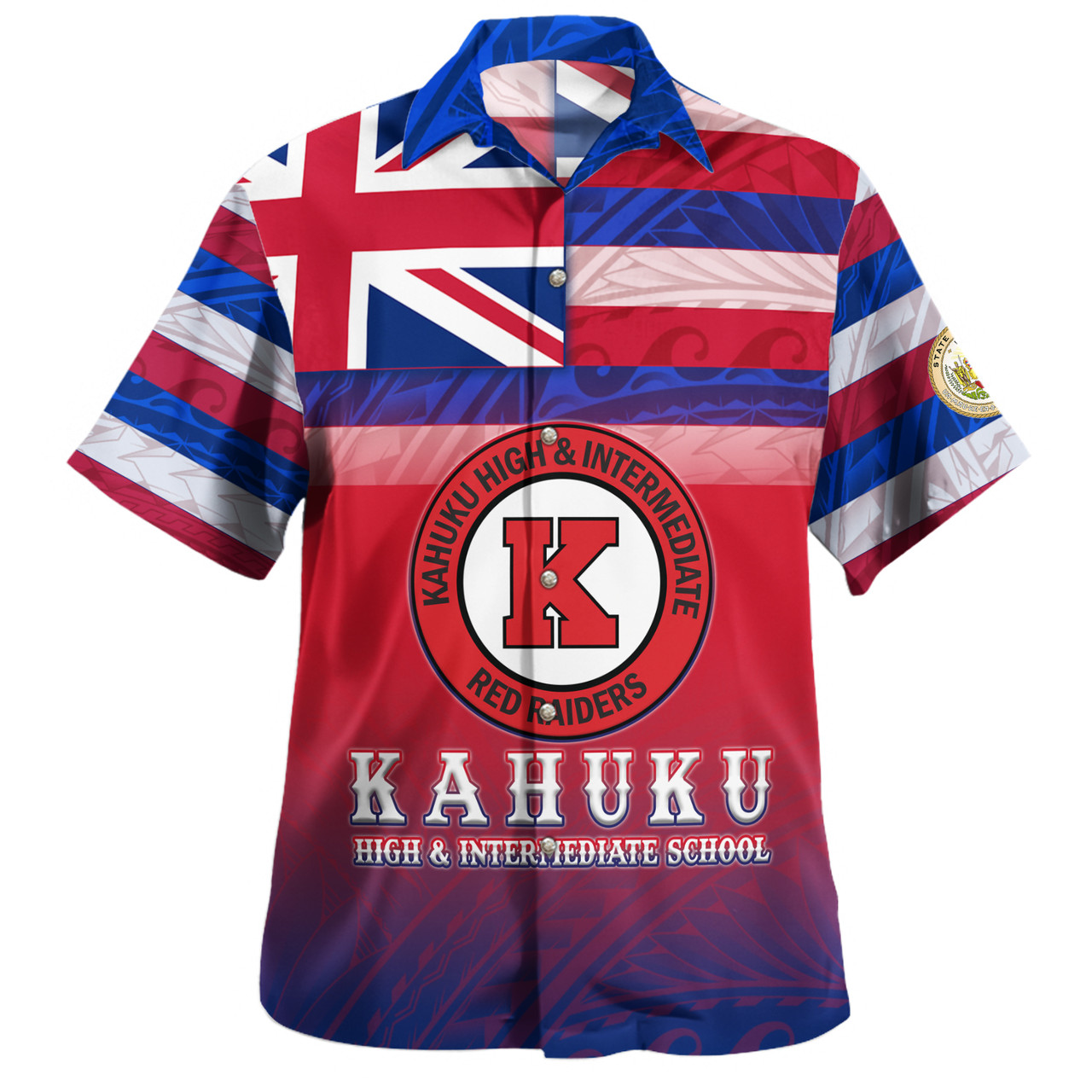 Hawaii Kahuku High & Intermediate School Hawaii Shirt Flag Color With Traditional Patterns