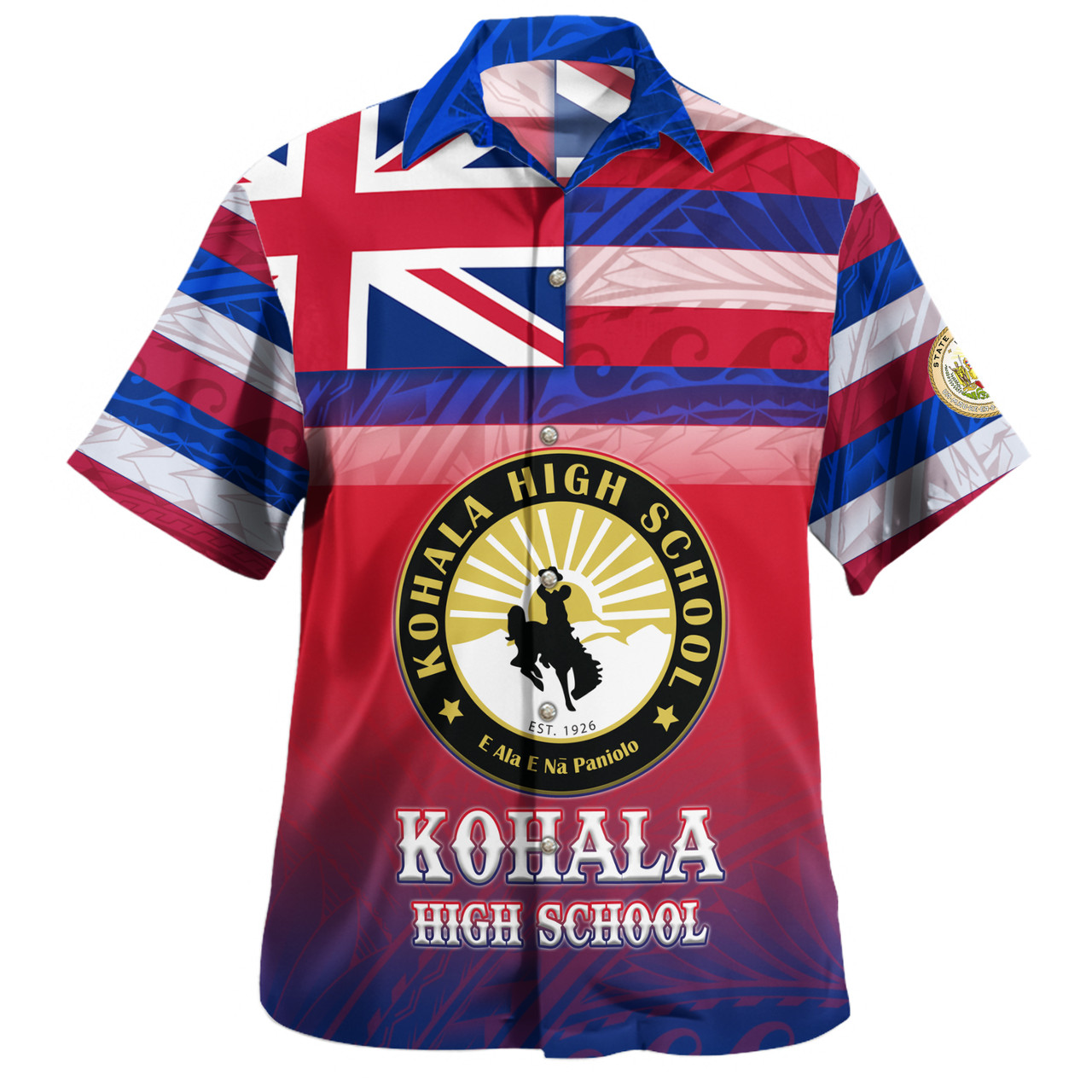 Hawaii Kohala High School Hawaii Shirt Flag Color With Traditional Patterns