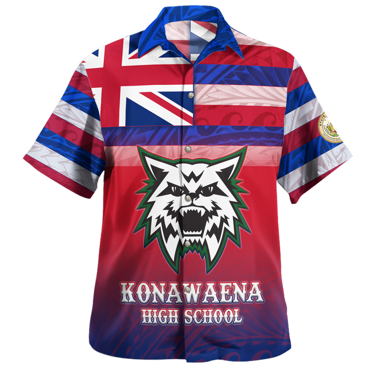 Hawaii Konawaena High School Hawaii Shirt Flag Color With Traditional Patterns