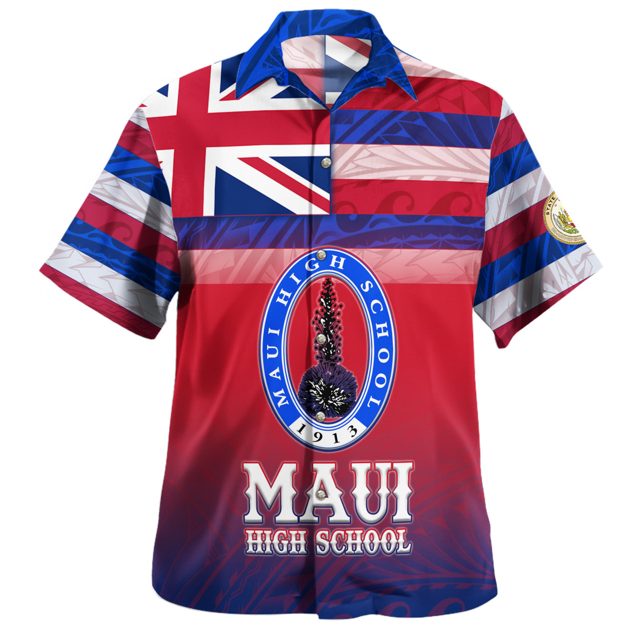 Hawaii Maui High School Hawaii Shirt Flag Color With Traditional Patterns