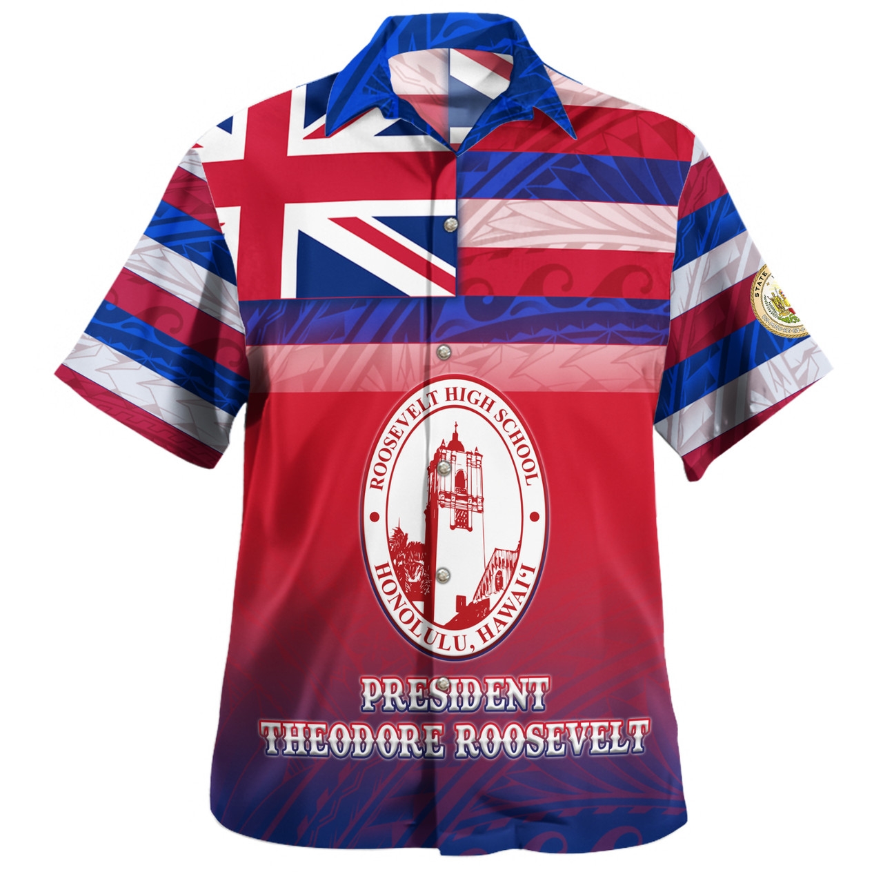 Hawaii President Theodore Roosevelt High School Hawaii Shirt Flag Color With Traditional Patterns