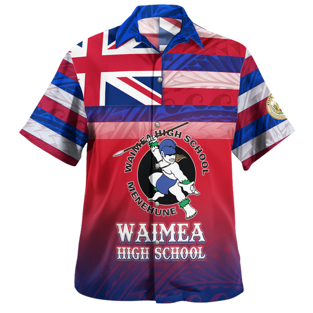 Hawaii Waimea High School Hawaii Shirt Flag Color With Traditional Patterns