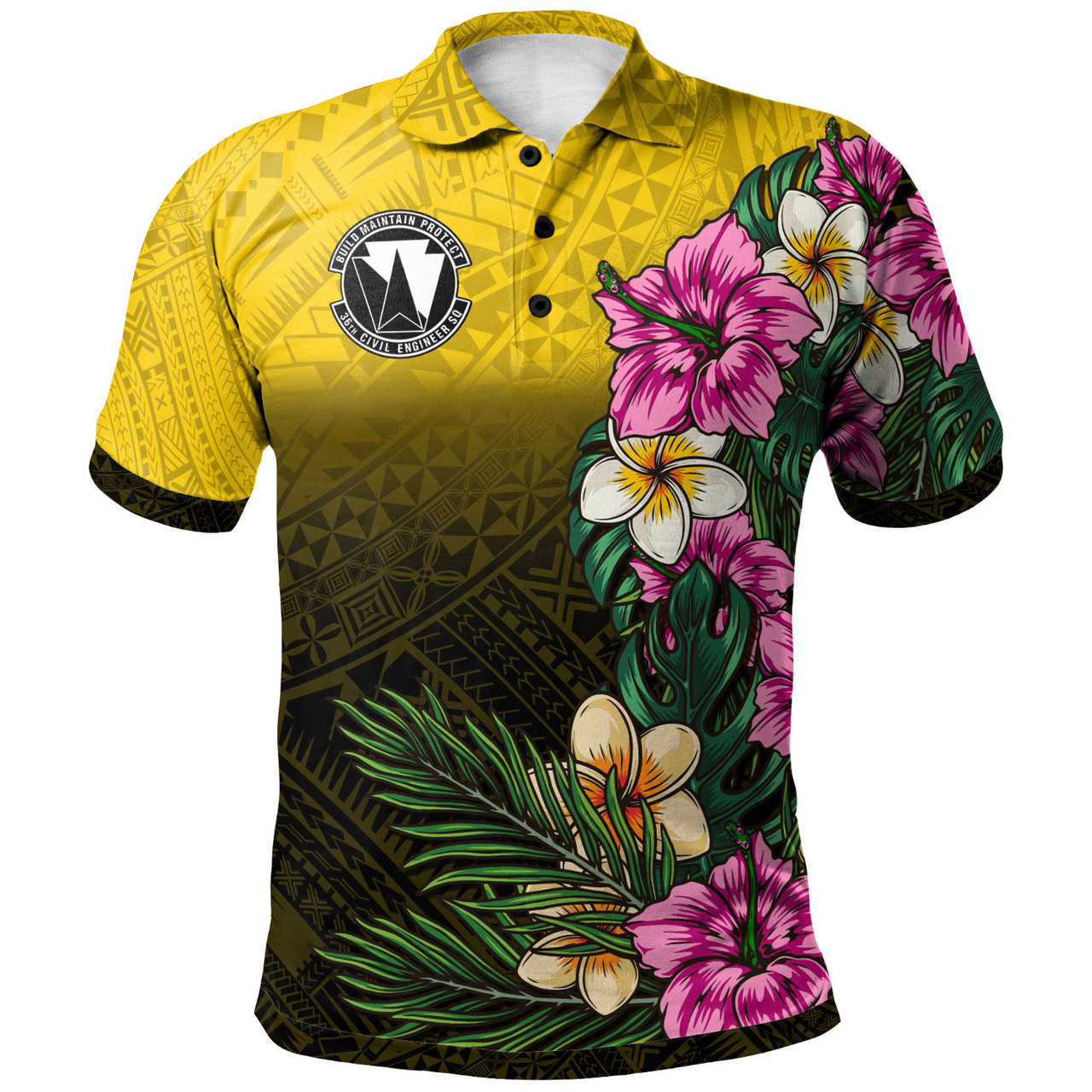 Custom Personalised Polo Shirt - Hawaiian Tropical Flowers Polo Shirt