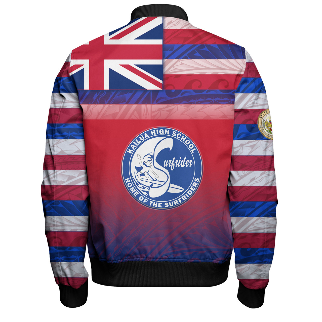 Hawaii Kailua High School Bomber Jacket Flag Color With Traditional Patterns