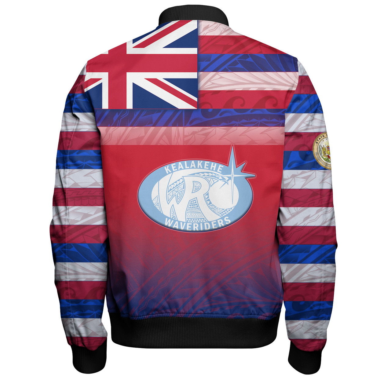 Hawaii Kealakehe High School Bomber Jacket Flag Color With Traditional Patterns
