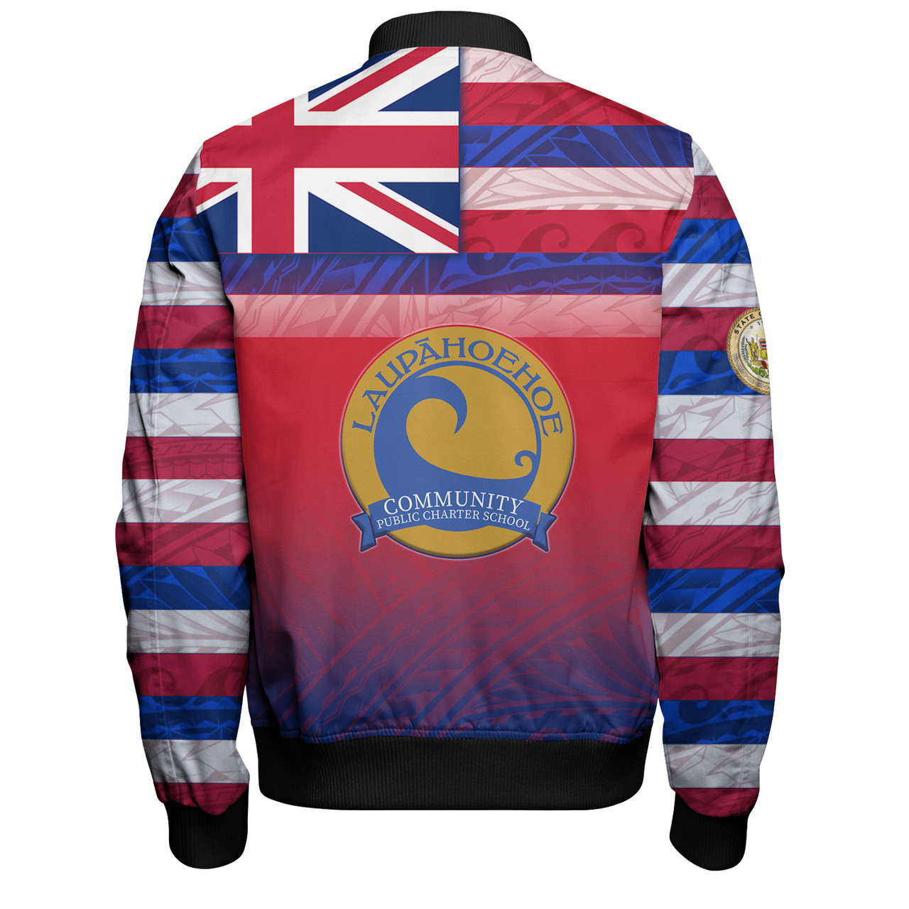 Hawaii Laupāhoehoe Community Public Charter School Bomber Jacket Flag Color With Traditional Patterns